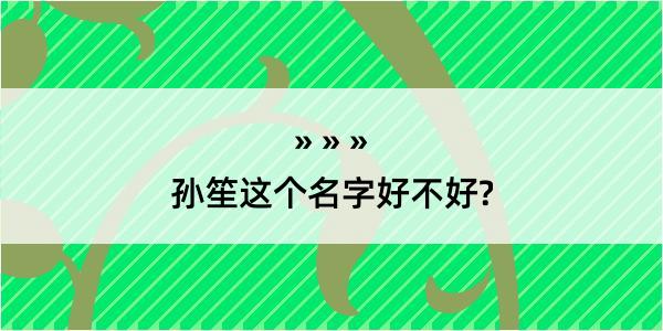 孙笙这个名字好不好?