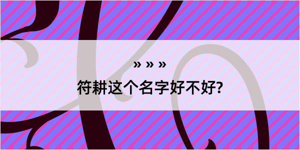 符耕这个名字好不好?