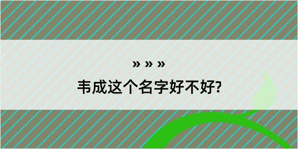 韦成这个名字好不好?