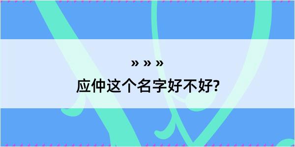 应仲这个名字好不好?