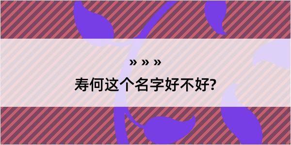 寿何这个名字好不好?