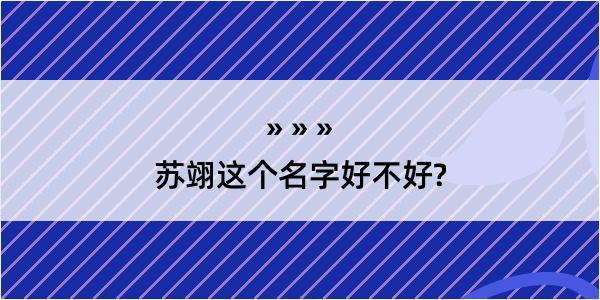 苏翊这个名字好不好?