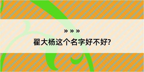 翟大杨这个名字好不好?