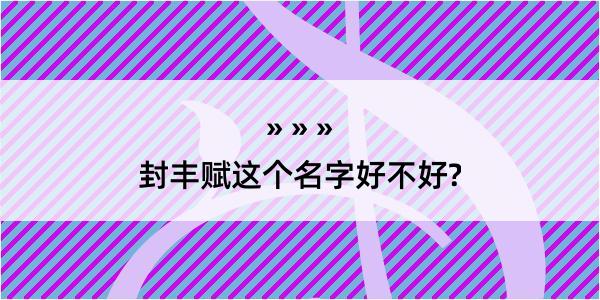 封丰赋这个名字好不好?