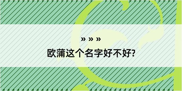 欧蒲这个名字好不好?