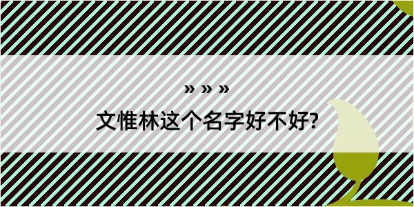 文惟林这个名字好不好?