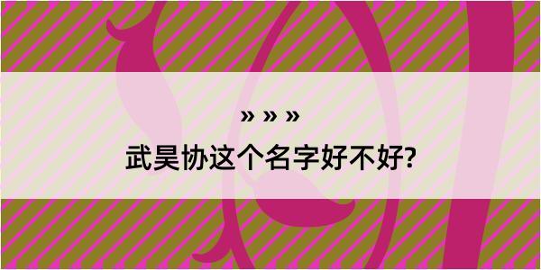 武昊协这个名字好不好?