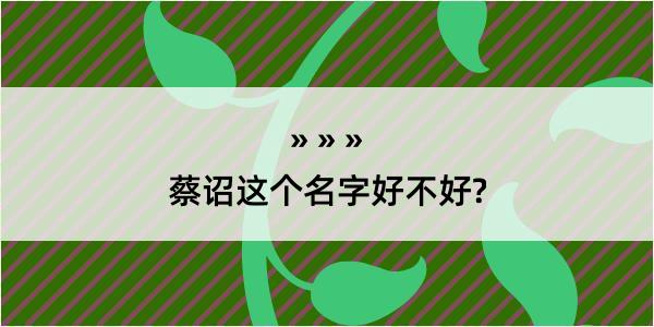 蔡诏这个名字好不好?