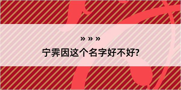 宁霁因这个名字好不好?