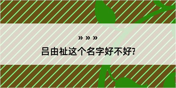 吕由祉这个名字好不好?