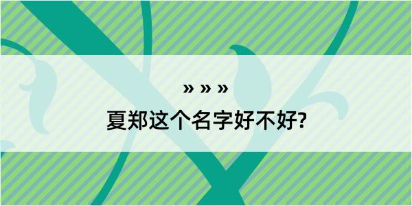 夏郑这个名字好不好?