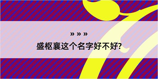 盛枢襄这个名字好不好?