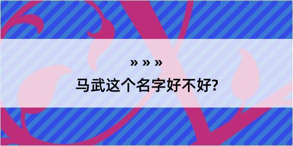 马武这个名字好不好?