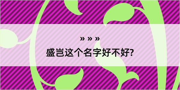 盛岂这个名字好不好?