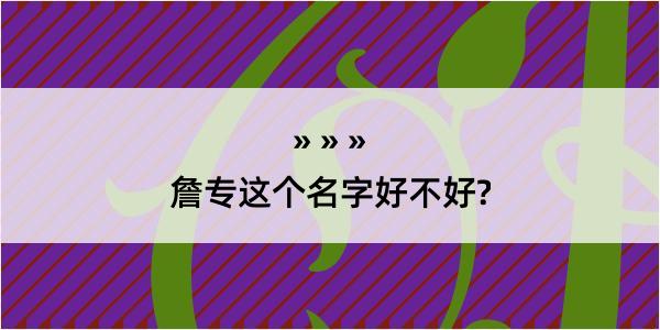 詹专这个名字好不好?