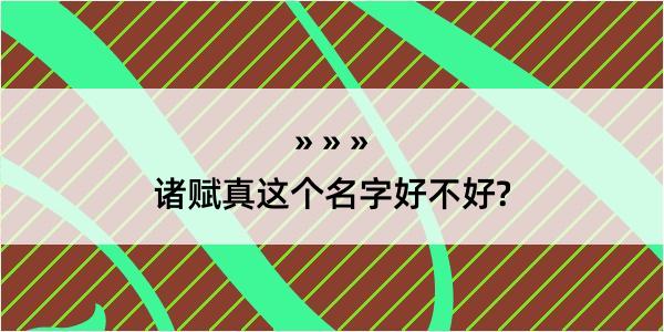 诸赋真这个名字好不好?