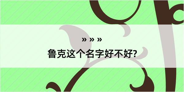 鲁克这个名字好不好?