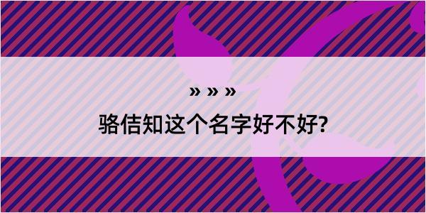 骆佶知这个名字好不好?