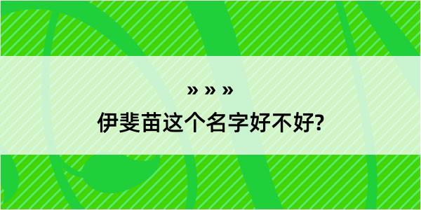 伊斐苗这个名字好不好?