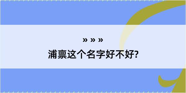 浦禀这个名字好不好?