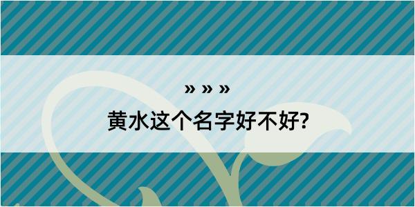 黄水这个名字好不好?