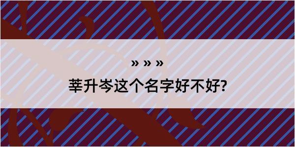 莘升岑这个名字好不好?