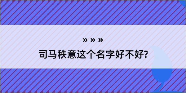 司马秩意这个名字好不好?