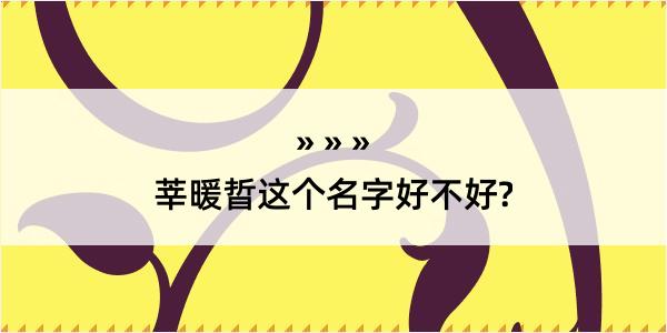 莘暖晢这个名字好不好?