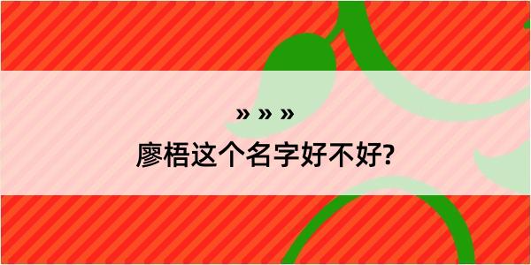 廖梧这个名字好不好?