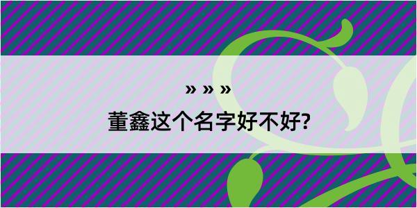 董鑫这个名字好不好?