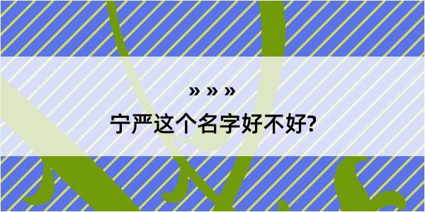 宁严这个名字好不好?