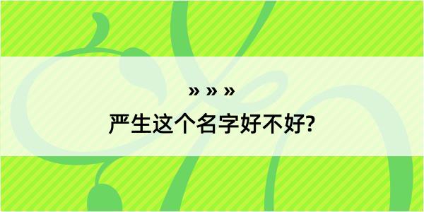 严生这个名字好不好?