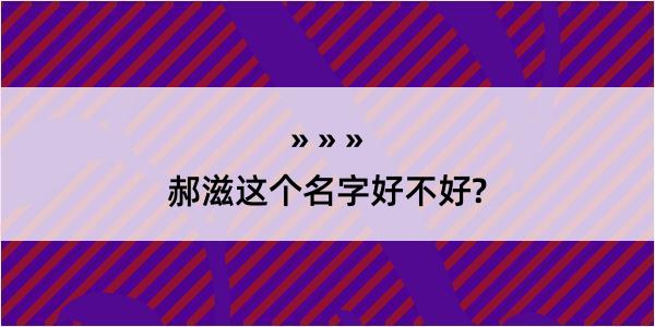 郝滋这个名字好不好?