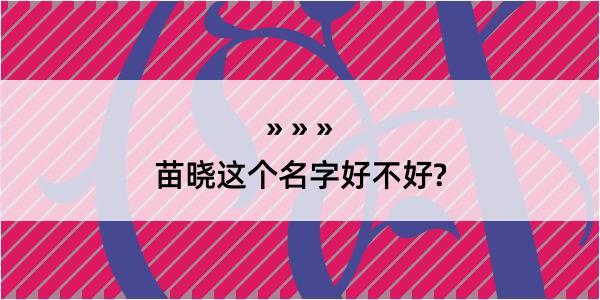 苗晓这个名字好不好?