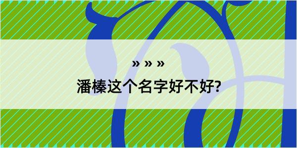 潘榛这个名字好不好?