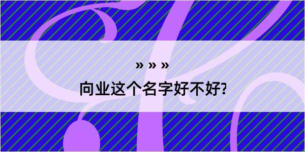 向业这个名字好不好?