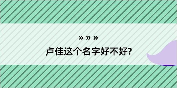 卢佳这个名字好不好?