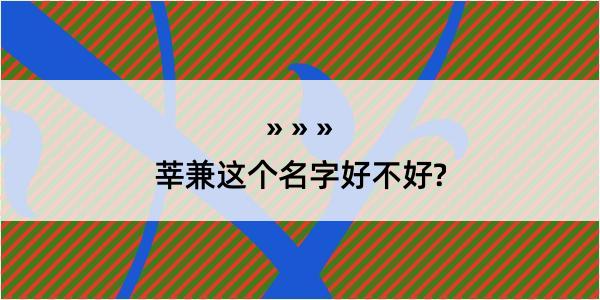 莘兼这个名字好不好?