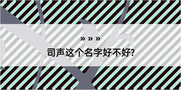 司声这个名字好不好?