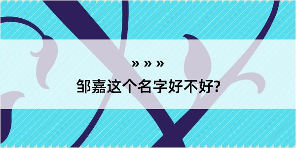 邹嘉这个名字好不好?