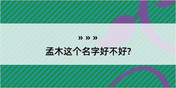 孟木这个名字好不好?