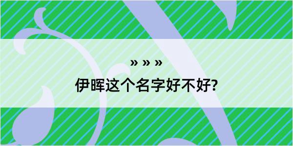 伊晖这个名字好不好?