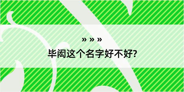 毕闳这个名字好不好?