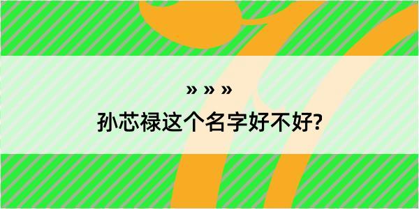 孙芯禄这个名字好不好?