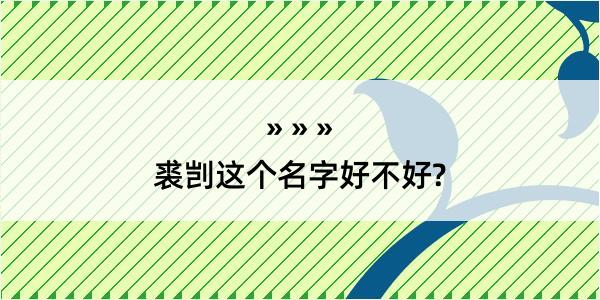 裘剀这个名字好不好?