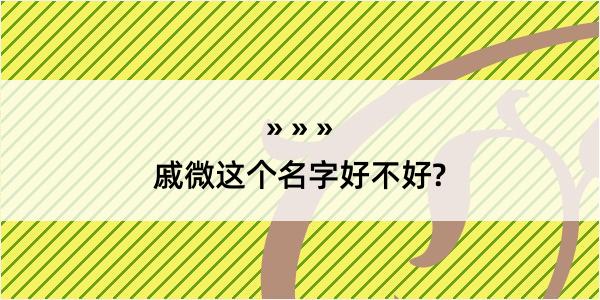 戚微这个名字好不好?