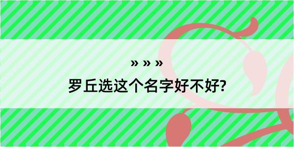 罗丘选这个名字好不好?