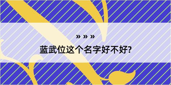 蓝武位这个名字好不好?