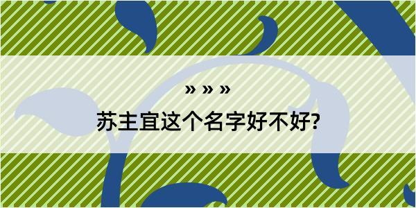 苏主宜这个名字好不好?