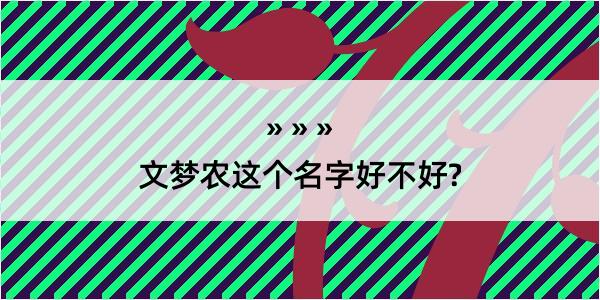 文梦农这个名字好不好?